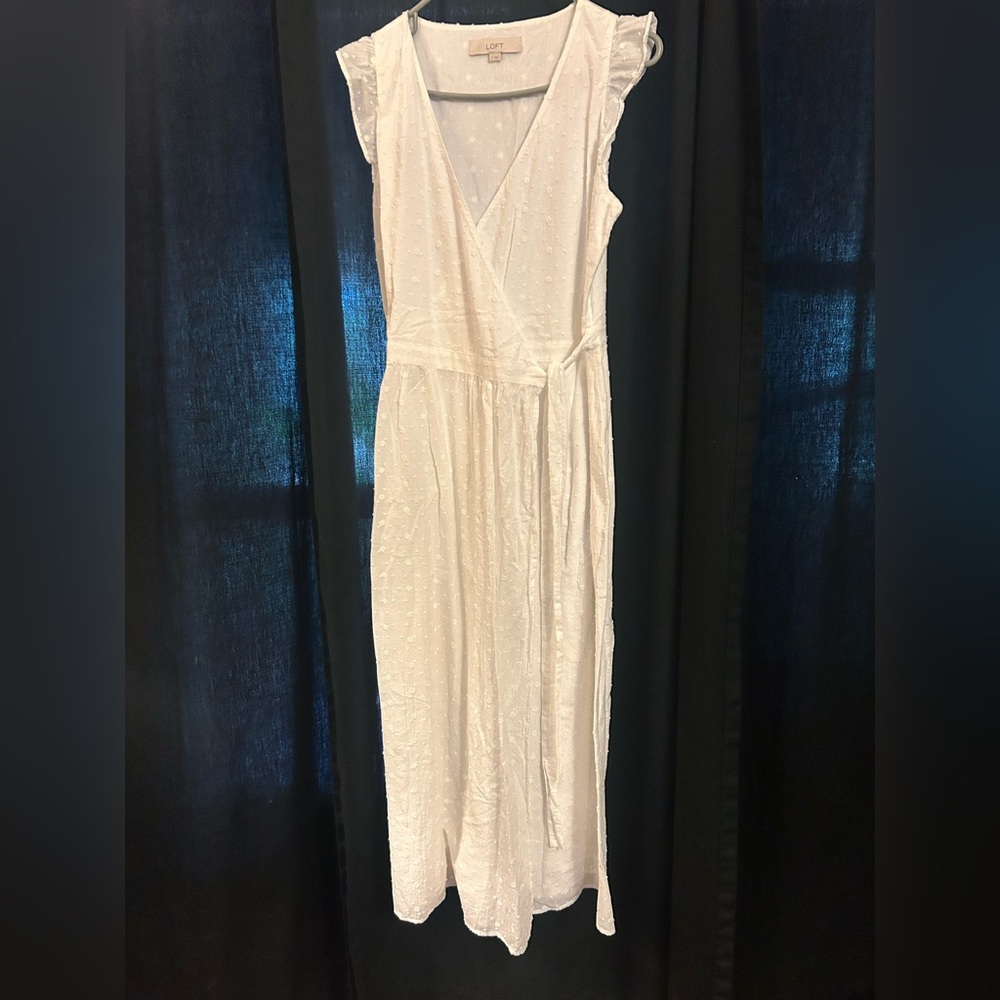 LOFT White Textured Maxi Dress